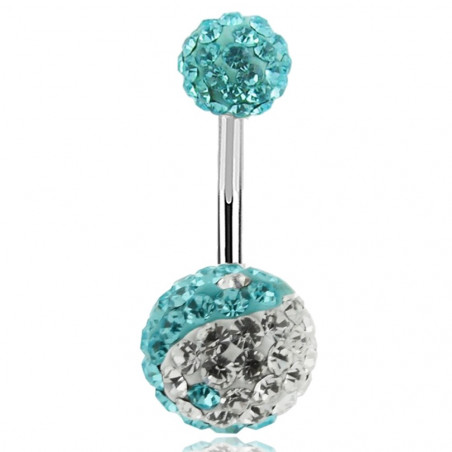 Piercing nombril cristal yin et yang Turquoise