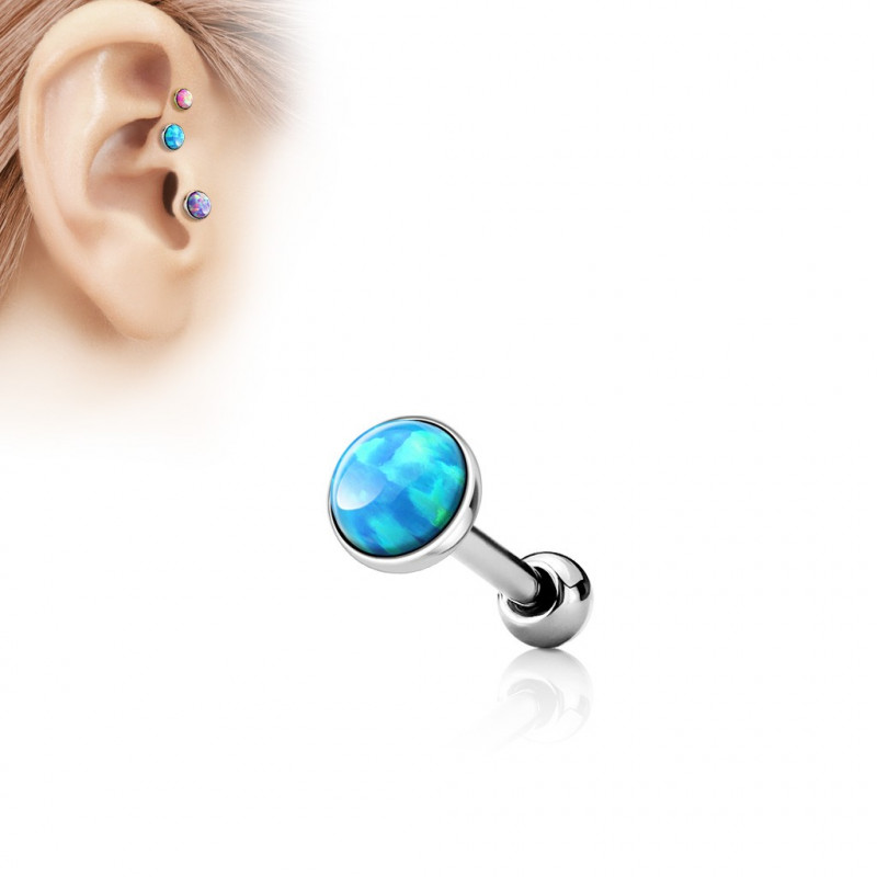 Piercing oreille opale bleu ciel
