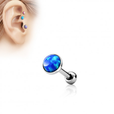 Piercing oreille opale bleu