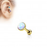 Piercing oreille acier chirurgical doré opale