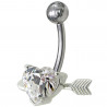 piercing cœur argent flèche nombril cristal blanc