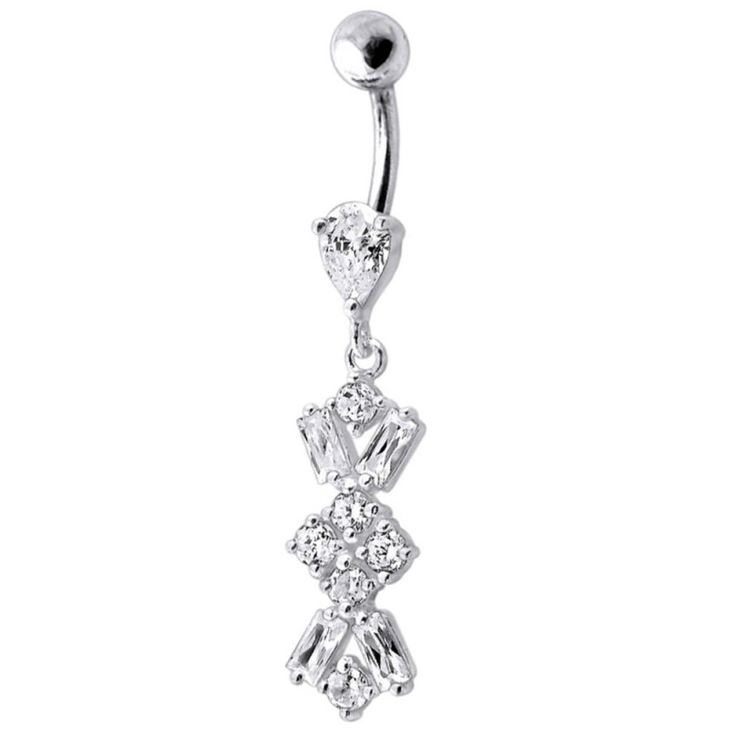 piercing chic pendant pour nombril en argent strass blanc piercing chic pendant pour nombril en argent strass blanc