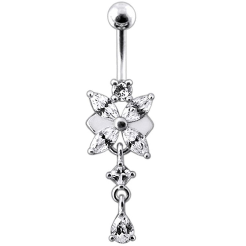 joli piercing nombril pour femme en argent 925 strass blanc joli piercing nombril pour femme en argent 925 strass blanc