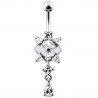 joli piercing nombril pour femme en argent 925 strass blanc