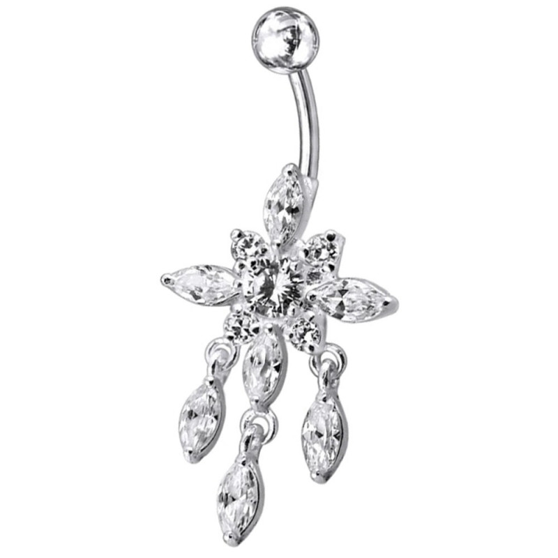 piercing nombril argent pampille pendante pour femme strass blanc piercing nombril argent pampille pendante pour femme strass blanc