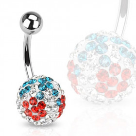 Piercing nombril strass cerise