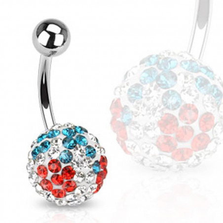 Piercing nombril strass cerise