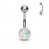 Piercing nombril strass et acier chirurgical couleur irisé