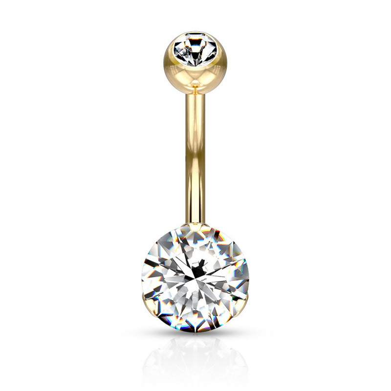 Piercing femme nombril doré zirconium griffé