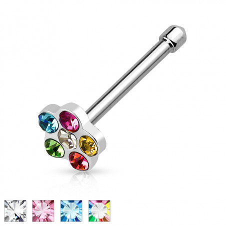 Piercing nez tige droite fleur strass