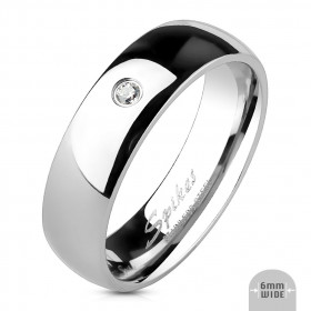 Bague anneau en acier inoxydable avec cristal