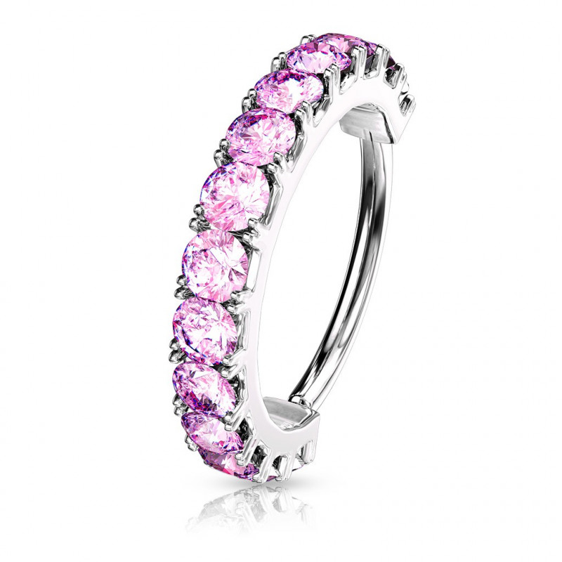 Piercing anneau narine Hoops strass rose