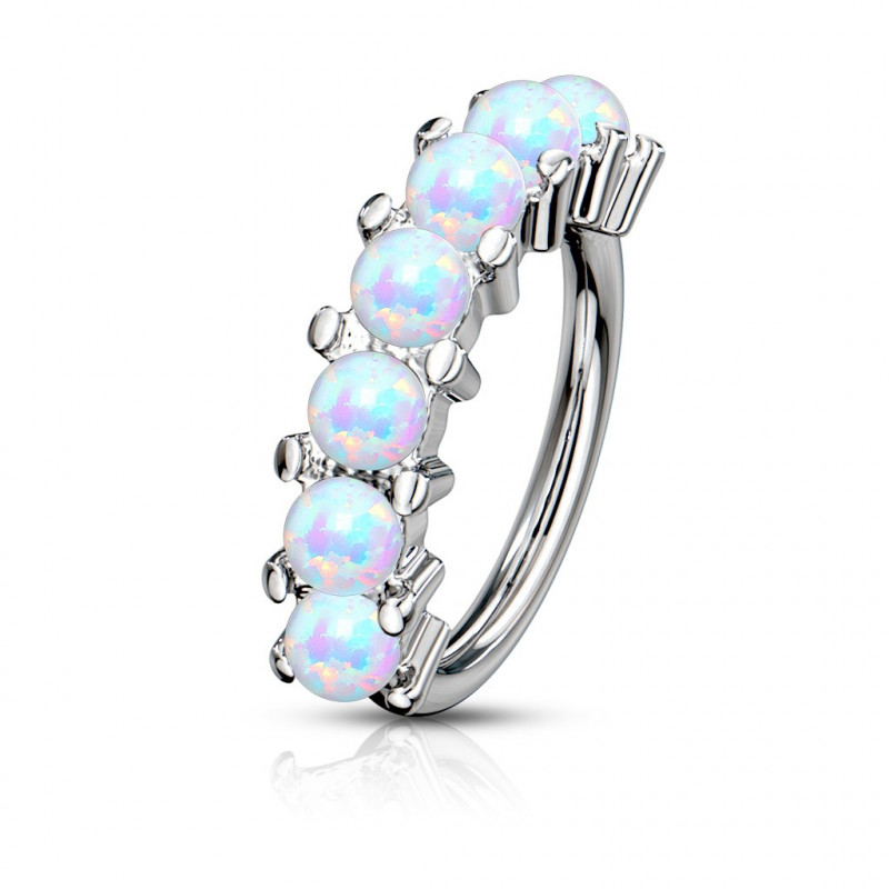 Piercing anneau narine Hoops opale blanche synthétique Piercing anneau narine Hoops opale blanche synthétique