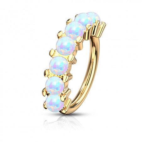 Piercing anneau narine Hoops doré avec opale blanche synthétique