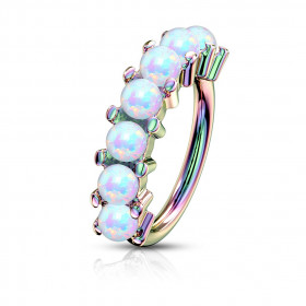 Piercing anneau narine Hoops acier chirurgical essence avec opale blanche synthétique