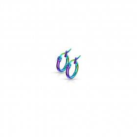 petite Boucles d'oreilles créoles acier chirurgical couleur arc en ciel