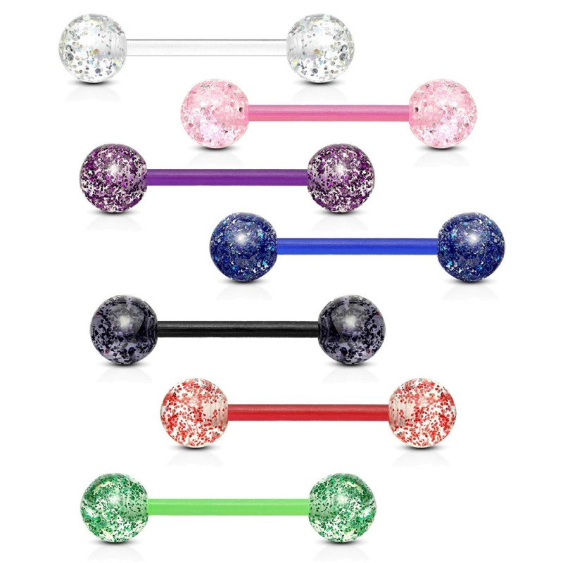 Pack 7 pcs Piercings langue bioflex paillette