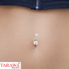 Piercing ventre imitation perle de culture couleur blanche