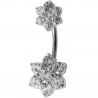 piercing nombril femme fleur cristal diamant et argent