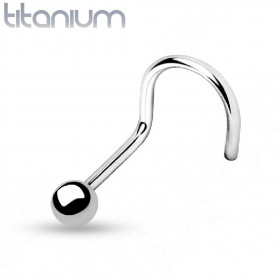 Piercing nez titane courbé tige 1mm bille 2mm