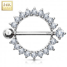 Piercing Teton contour strass Or blanc 14 carats