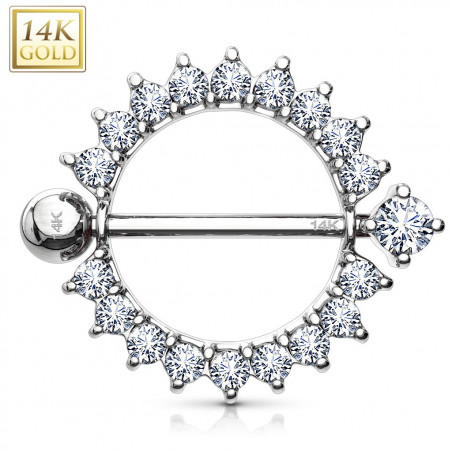 Piercing Teton contour strass Or blanc 14 carats