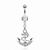 Piercing ventre Ancre Marine pendante pour femme couleur blanc