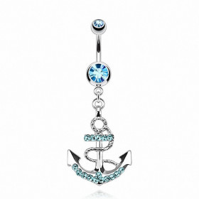 Piercing ventre Ancre Marine pendante pour femme couleur turquoise