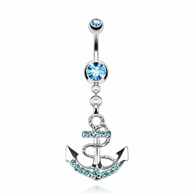 Piercing ventre Ancre Marine pendante pour femme couleur turquoise