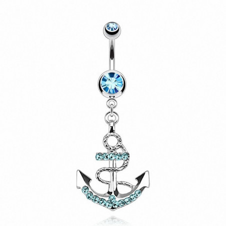 Piercing ventre Ancre Marine pendante pour femme couleur turquoise