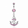 Piercing ventre Ancre Marine pendante pour femme couleur rose