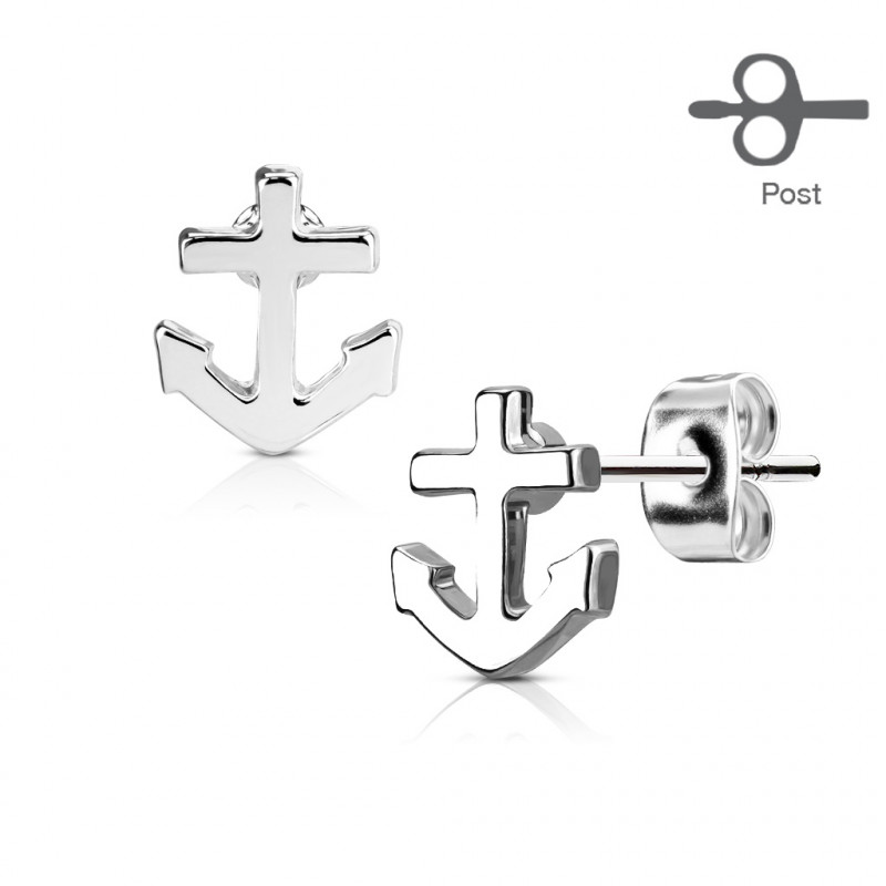 Boucles d'oreille ancre marine acier chirurgical