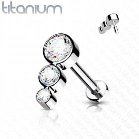 Piercing labret oreille titane ligne strass