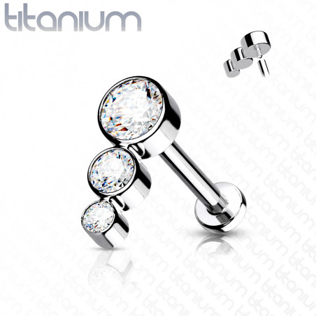 Piercing labret oreille titane ligne strass