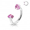 Piercing fer à cheval strass rose filetage interne