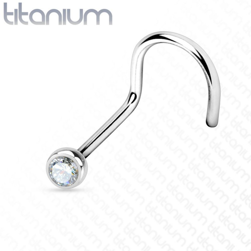 Piercing nez titane discret strass couleur blanc 2mm