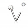 Piercing nez en L acier strass carré