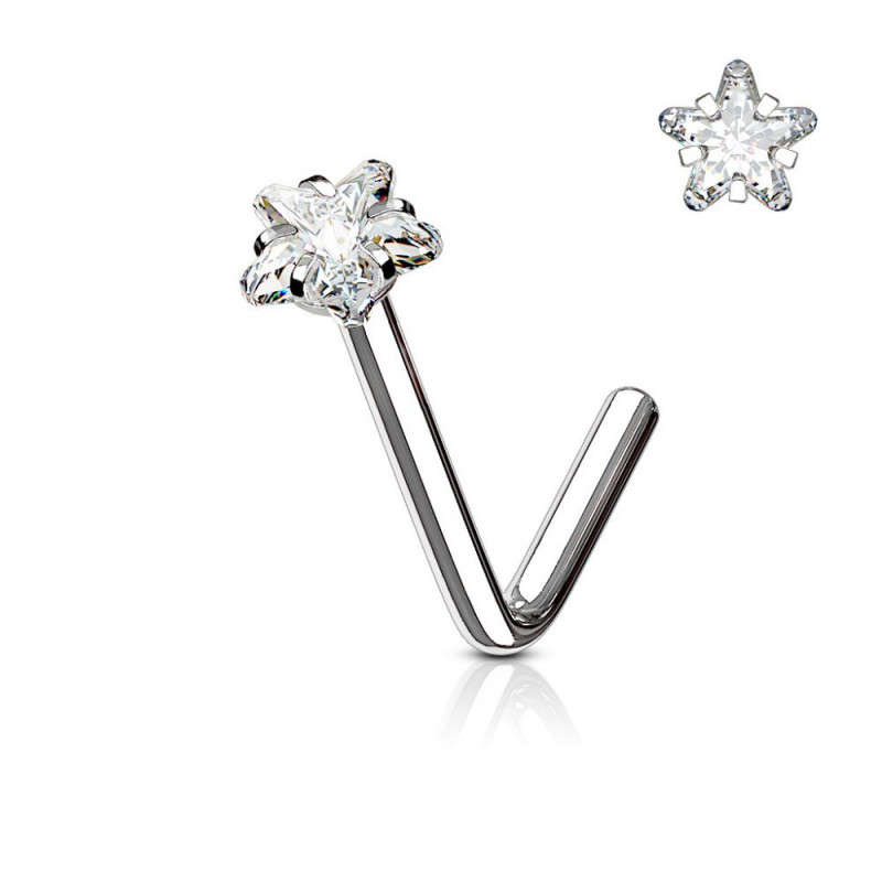 Piercing nez en L Acier strass etoile