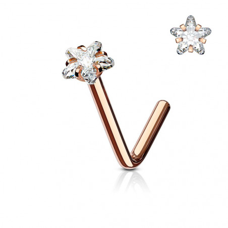 Piercing nez en L or rosé strass etoile