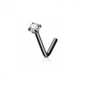 Piercing nez en L strass rond en 3mm noir