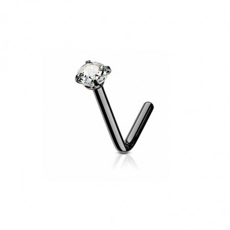 Piercing nez en L strass rond en 3mm noir