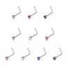 Piercing nez avec boule strass en L 2.5mm