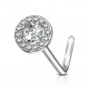 Piercing nez tige en L embout rond strass blanc