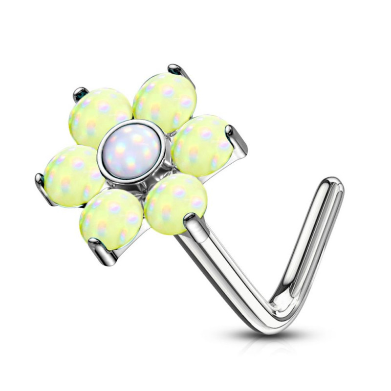 Piercing nez fleur lumineuse tige en L