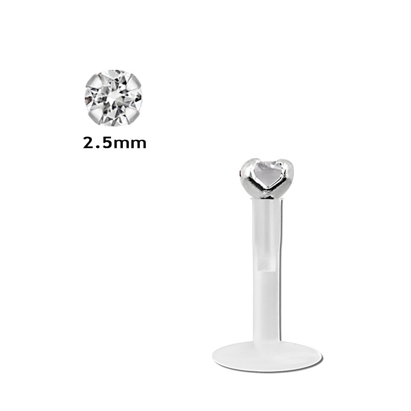 Piercing Labret Bio Plastique & Argent - Pour Lèvres, Narine, Helix, Conch - Tiges Multicolores, Tailles 6mm/8mm, CHICNET