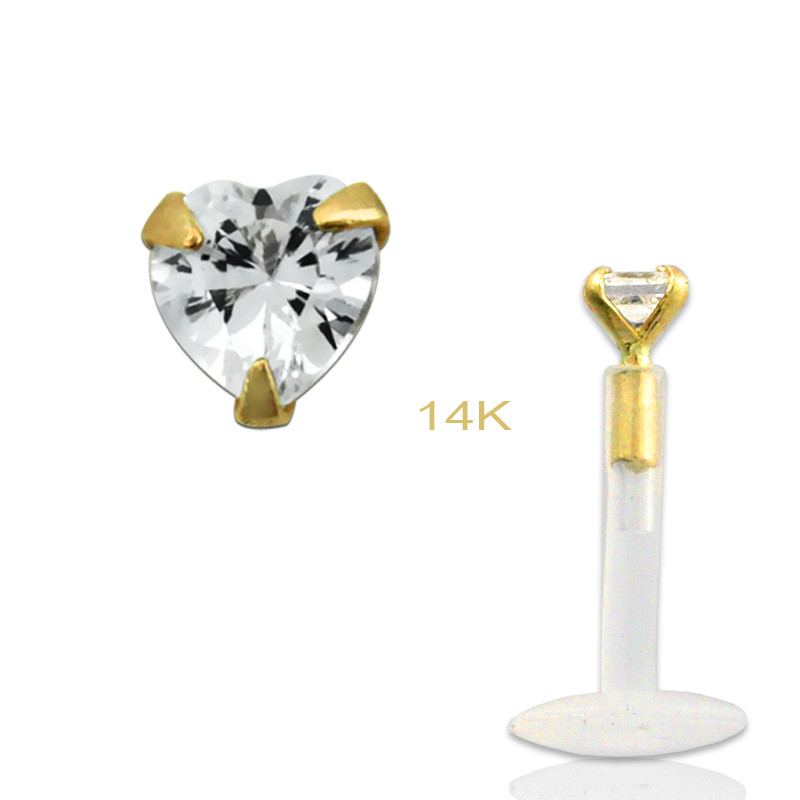 Piercing labret bioflex or 14k cœur