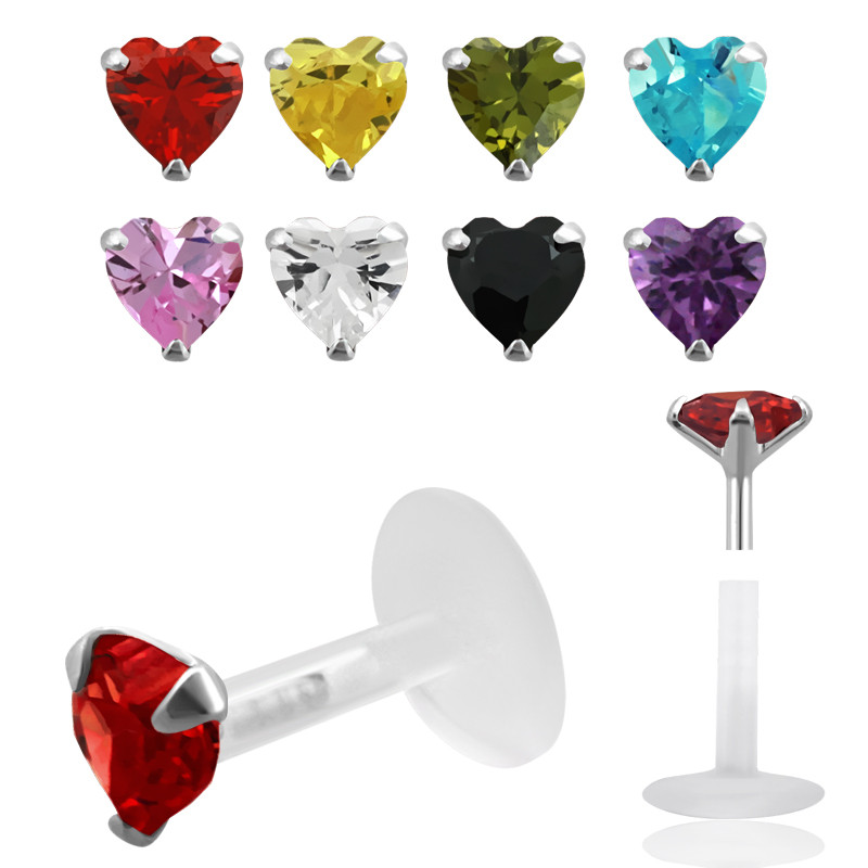 Piercing labret bioflex strass coeur