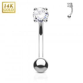 Piercing arcade or blanc 14K cristal pour arcade