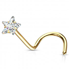 Piercing nez acier motif étoile cristal doré