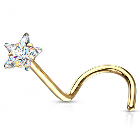 Piercing nez acier motif étoile cristal doré